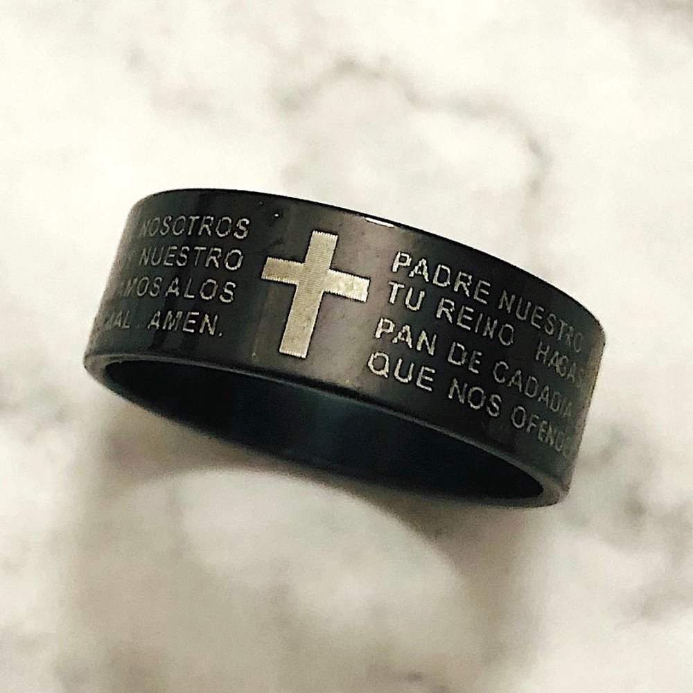 New! Black Cross Unisex Ring US Size10
